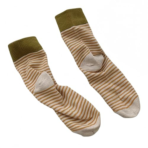 JinweiS 2 paia di calzini a righe colorate in stile retrò, simpatici calzini sportivi da donna, anello verde