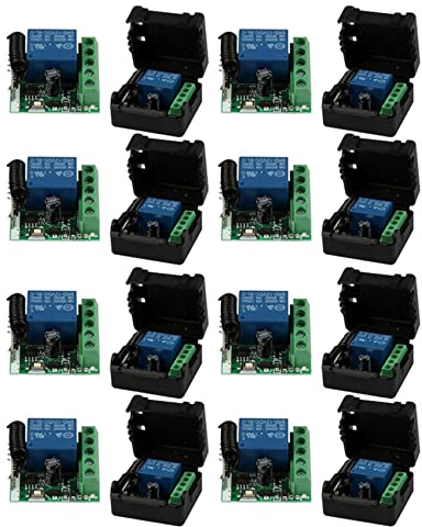 Uikdjgu 8X DC 12V 1CH 433MHz Interruptor de Control Remoto Inalambrico Universal Receptor de Rele de 433 MHz Modulo de Boton del Transmisor Diy Kit