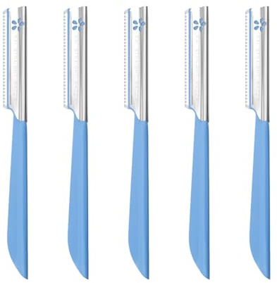 5Pcs Beard Mustache Straight Edge Razor, Edgers Trimmer Shaping, Mens Beards Edgers with Cap For Precise Styling and Stainless Steel Blade for Facial & Eyebrow Hair Remover Travel Replacement