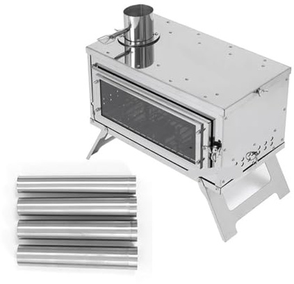 Sauna Stoves Outdoor Tent Camping, Heat-resistant Glass Observation Stove, Portable Foldable Stainless Steel Winter Heating Wood For Tent, Ice Fishing