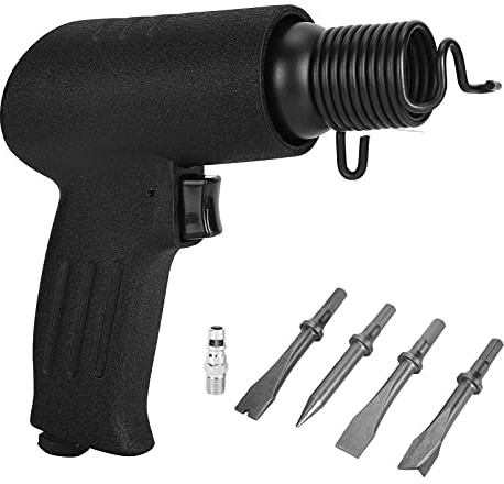 YDuupxe Air Chisel Pneumatic Hammer with Alloy Steel Chisel, 4200bpm Impact Speed and 4 Interchangeable Heads for Brick Wall Carving and Deburring (Japanese Style)