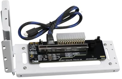 Jnchdghwa GPU OCuLink GPU Dock PCIe 5.0x4 GDP Laptop per Scheda Grafica Video Esterna M.2 Oculink SFF8611 A PCIE X16 Bend Bianco