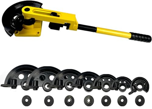 Piegatubi manuale con 7 matrici di piegatura per tubi in alluminio rame da 10-25 mm, strumento di piegatura a 180° per progetti di climatizzazione