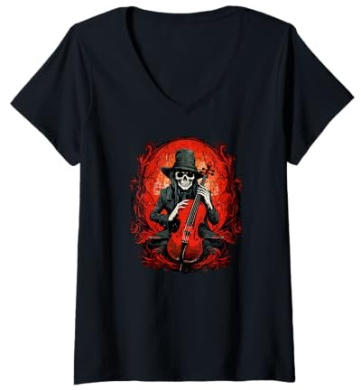 Femme Musicien violoncelliste Joueur de Violoncelle Violoncelle T-Shirt avec Col en V