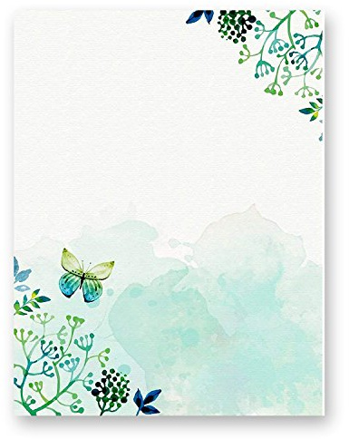 100 Stationery Paper - Cute Floral Designs for Writing Letters, Notes, and Invitations - Perfect for Bridal Shower, Birthdays, Engagement Party, Anniversary, Wedding, VIP and Other Occasions - Seaweed