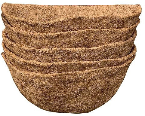 Selections Preformed Half Round Coco Liner for Garden Wall Basket Hayrack Planter (40cm / 16 Inch) - Pack of 5
