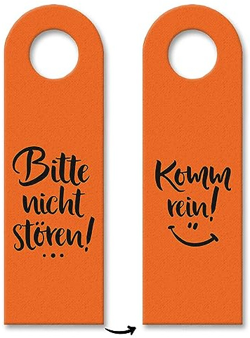 Nicht stören oder Komm rein Türhänger in Orange mit lachendem Gesicht Zimmertüre