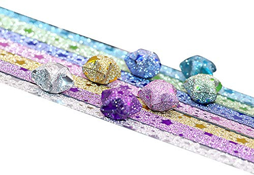 140Pcs/Pack Star Origami Paper Star Pattern 7 Style of Lucky Star Glitter Origami Paper DIY Star Paper Strip
