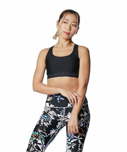 Under Armour Women UA Crossback Mid Bra, comfortable and long-wearing sports bra for women, running bra with removable cups
