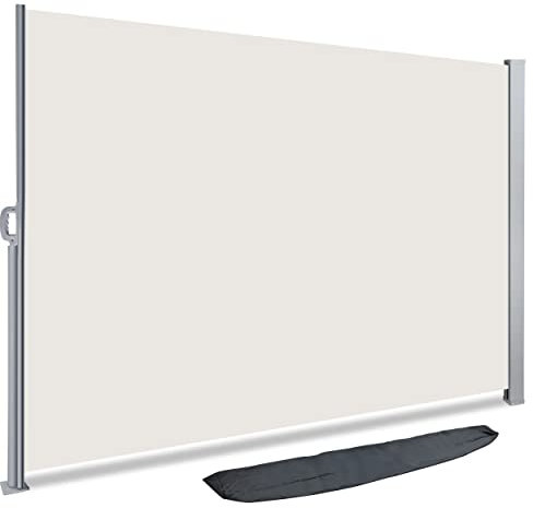 VOUNOT Seitenmarkise Ausziehbar für Balkon, Garten und Terrasse, Sichtschutz, Windschutz, Wasserdicht, Sonnenschutz, 180 x 300 cm, Beige