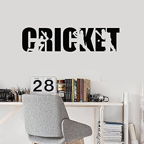 QIANGTOU Cricket Vinyl Wandtattoo Schriftzug Spieler Sport Kunst Raumdekoration Aufkleber Wohnkultur Schlafzimmer Studie DIY Wand Mura 224x57cm