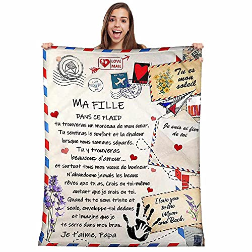 Plaid personnalisé Doux Polaire pour Offrir à sa Fille de la Part de Papa Idée Cadeau Insolite Original utile pour Un Anniversaire Noel Un Mariage Couverture Couvre lit pour la Deco de la Maison