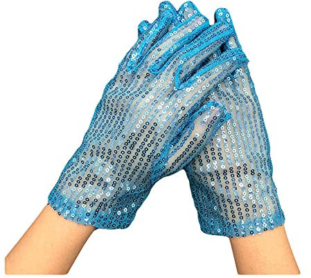 GIVBRO Damen-Handschuhe, Pailletten, modisch, Netzhandschuhe, Opern-Kostüm, Zubehör für Abendveranstaltungen, Partys, Hochzeiten, Bars, verkleiden, Blau
