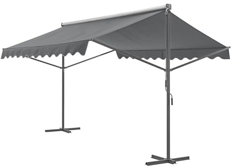 pro.tec Tenda da Sole Autoportante - Parasole da Giardino con Inclinazione Regolabile (Lu x La x A) 400 x 300 x 260 cm Tenda Idrorepellente e Telaio in Acciaio - Grigio Scuro