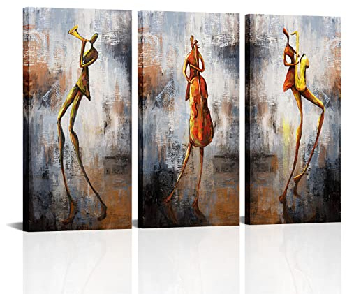SkenoArt Leinwanddruck, Motiv: Musik-Skelett, Wandkunst, Violoncello und Saxophon, kreatives abstraktes gerahmtes Bild, Wandbehang, Vintage-Kunstwerk, Zuhause, Wohnzimmer, Schlafzimmer, Dekorationen