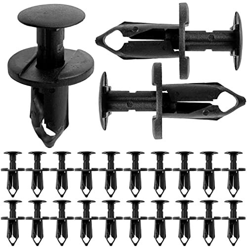 Rivets auto à expansion, 20 pièces, Ø 10 mm tige, Ø 20 mm tête, en noir, en plastique, fixation push clip garniture de porte, kit de réparation pare-chocs