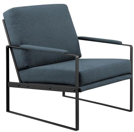 Walker Edison Ezra Moderner minimalistischer Akzentstuhl aus Metall, 81 cm, Indigoblau/Schwarz