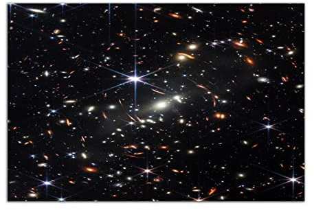HOPNRU James Webb Weltraumteleskop Erstes Bild Poster Deep Field Bild Galaxy Wandkunst Bild Druck Leinwand Malerei Moderne Büro Home Decor Geschenk (40x60cm-Ohne Rahmen)