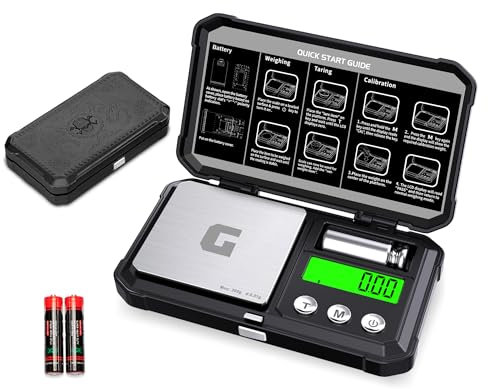 GRAM PRES Digitale Taschen-Gramm-Waage 300g x 0,01g Genauigkeit, Kleine Mini-Präzisions-Schmuckwaage Digitales Gewicht Gramm und Oz für Gold, Pfeile, Pulver und Medizin, mit 50g Cal Gewichten