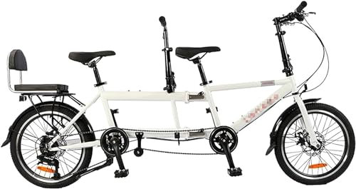Kcolic 20 Zoll Klapp Tandemfahrräder Beach Cruiser Fahrrad Für Erwachsene, Tandemfahrrad, Verstellbares 7 Gang Tandemfahrrad Cruiser-Fahrrad A