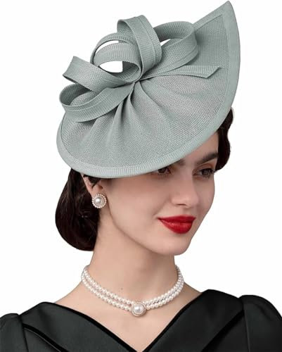 Fascinator Sinamay Hut Cocktail Tee Party Stirnband Fascinator Vintage Hochzeit Derby Fascinator, grau, Einheitsgröße