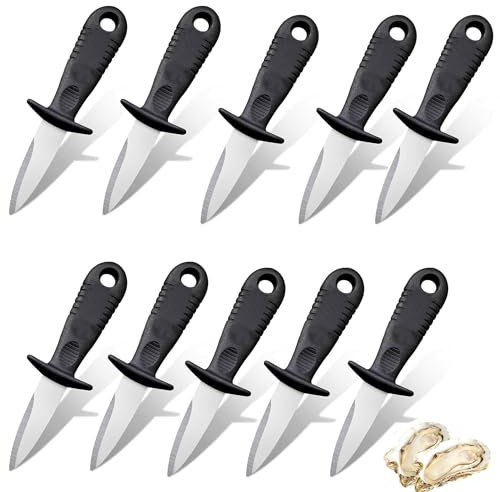 ZAHD 10 pièces Couteau à huîtres Ouvre huîtres Oyster Knife Couteaux huîtres Acier Inoxydable Couteau à éplucher Les huîtres pour Les huîtres, Les crustacés et Les moules (10)