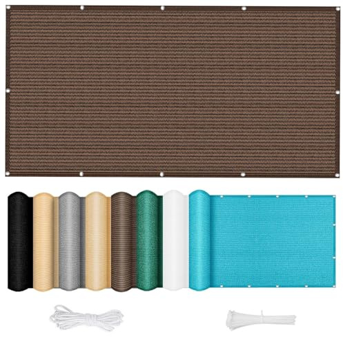 Vela Ombreggiante 160 x 250 cm Protezione Privacy Balcone Resistente Al Vento con Occhielli, Fascette per Recinzione, Ringhiera, Marrone