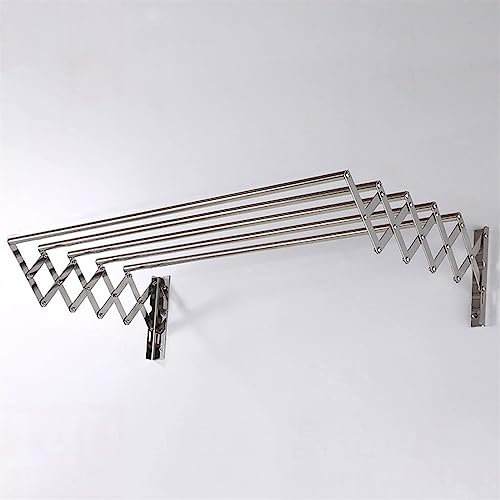 HIARAN Wäscheständer aus 304 Edelstahl, Wandmontage, zusammenklappbar, einziehbar, verstellbar, robust, 100 cm, Glücksstern