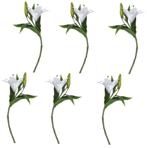CORHAD Künstliche Lilien 6 Stück Blumenstrauß Mit 2 Knospen Für Zuhause Büro Hochzeit