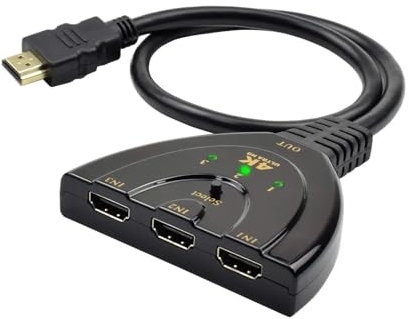 XINFULI Conmutador de Video Conmutador Compatible con HMI KVM Splitter 4K 2K 3D 3 entradas 1 Salida Mini 3 Puertos conmutador de vídeo HUB 1080P Transmisión rápida y Estable