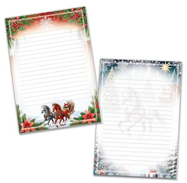 2 bunte Schreibblöcke liniert im Set Motivpapier Weihnachten Christmas Silvester Winter Wichtelgeschenk für Kinder Jungen Mädchen (2 Blöcke A5 mit je 25 Blättern)