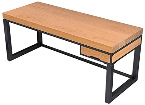 IKVODEOS Büroschreibtisch im Industriestil, Schreibtisch aus Kiefernholz, 5 cm Dicker Computertisch aus Massivholz mit Schubladen, Tisch aus massivem Metall, Länge 120–200 cm optional (A-Farbe: 120 x