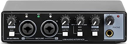 YQVEOT Audio Mixer, DJ Controller Sound Mixer, Sound Card for Recording Studio Sound Equipment USB Interface for Recording With Loopback Monitoring 48V, Ideal for Home Party and Karaoke(Nero)