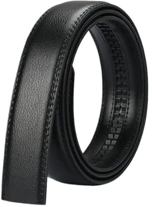Gürtel Stretch Herren Gürtel Herren Automatische Schnalle Gürtel Ohne Schnalle Gürtelkörper ohne Schnalle Männlicher PU-Lederriemen Jeansgürtel 3,5 cm Breite(160cm,Black)