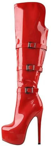 Meinabsatz Damen Plateau Stiefel High Heels Langschaft Overknee Boots Stilettos mit Schnallen