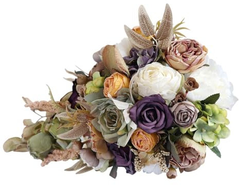 Milageto Hochzeits-Brautstrauß, Braut-Handblume, eleganter rustikaler Boho-Brautjungfer-Blumenstrauß für Hochzeit, Party, Festival
