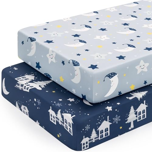 Yukkidds Spannbettlaken 70x140 cm Baby Bettlaken Kinderbett Babybett | Weich & Atmungsaktiv Mikrofaser, 2er Pack Bettlaken Spannbetttuch Kinderbettlaken 140x70, Maschinenwaschbar, Dunkelblau
