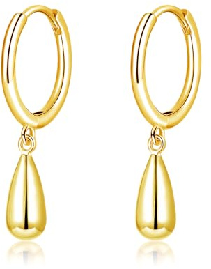 Loutade Ohrringe Silber 925 für Damen Mädchen, 925 Sterling Silber Creolen | Creolen Silber 925 mit Wassertropfen / Kreuz / Rechteck Anhänger, Hypoallergen CZ Leichte Ohrringe Silber Hängend