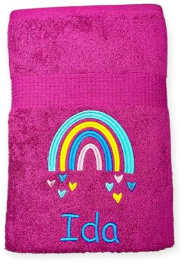 Generisch Regenbogen Handtuch mit Name Bestickt, Duschtuch, Kindergarten, Sport