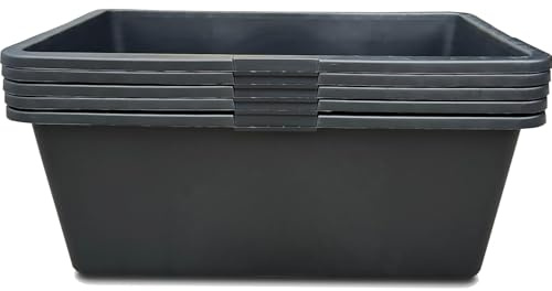 Kistenberg 5x Mörtelkasten 80 Liter | eckig | aus robustem Kunststoff | schwarz | ideal für Bauarbeiten, Garten und Heimwerkerprojekte | 78 x 48 x 30 cm