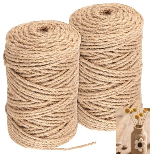SOUJAP 2 rotoli di spago di iuta da 4 mm di spessore, 100 m, colore marrone, spago di iuta naturale, per giardinaggio, fai da te, decorazioni, 100 m