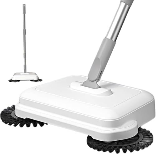 Barredora de Piso, barredora de Empuje de Mano giratoria 2-en-1 360 ° con manija Larga, Alfombra Manual y Herramienta de Limpieza de Piso Duro Manual de alfombras, vacío, Empuje de Mano.