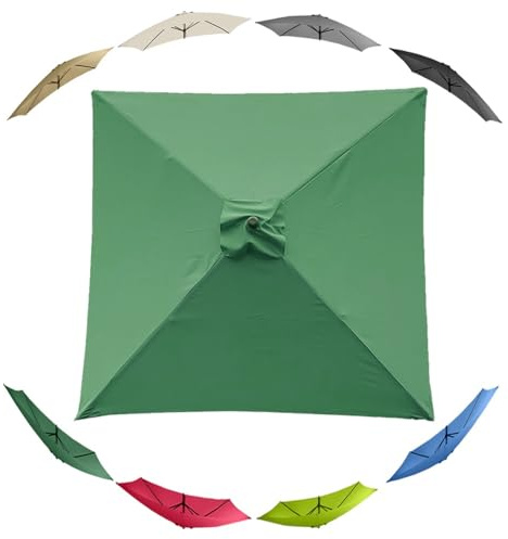 IMUNKT Quadratischer Sonnenschirm-Ersatzdach 2x2m Marktschirm Bespannung Ersatzbezug 4 Streben Terrassenschirm Baldachin Rot/Grün/Grau/Beige/Blau(Dark green)