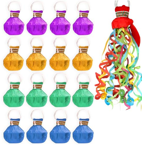 12 Party Poppers, Confetti Cannon Streamers for Weddings, Proposals, Birthday Celebrations, Graduation Parties, New Year's Eve, Hand Throw Colorful Ribbons, Easy to Use, No Mess Cleanup