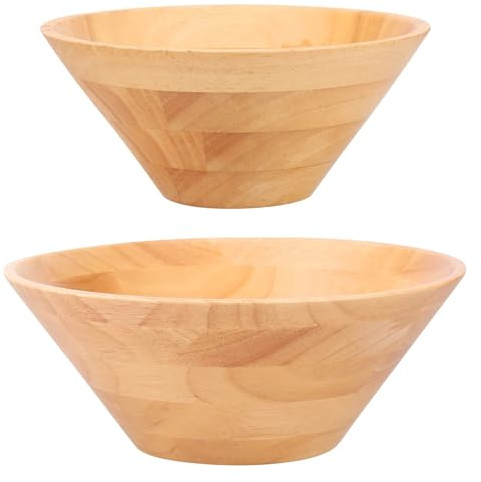 PSNKLMM 2 ensaladeras de madera multiusos for postres, frutas, aperitivos, tamaño mediano y grande, for pan, fideos instantáneos pasta