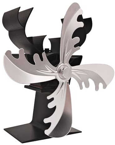 Ventilatore per caminetto alimentato a calore - stufa legna forma di alce 4 foglie, circolazione efficiente, struttura in metallo resistente | Pellet e ventilatore la casa, i