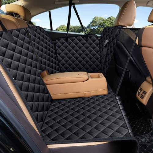 Kfonla Hundedecke Auto Rückbank, 100% wasserdichte Hundehängematte für Auto mit Mesh-Fenster, kratzfester und Rutschfester Rücksitz Schutz für Hunde, universelle Passform für Autos, Trucks und SUVs