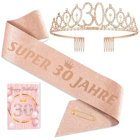 Toctax Krone Schärpe Geburtstag Geschenk mit Geburtstagskarte 18 30 40 50 60 70 Geburtstag Deko Geschenkideen Geburtstag Geschenke Frauen Geburtstags Accessoires für Geburtstagsfeier Mädchen Frau