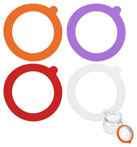 Kilner Jar Seals Replacement 4-Pack Premium Silicone Seals for Kilner Jars and Lids Airtight Food Preservation Storage Kitchen Canning Accessories
