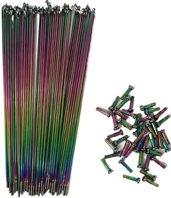 Generisch 40 Stück 14G Oil Slick BMX Fahrradspeichen Mit 16 Mm Nippeln, Mehrere Längen, BMX-Fahrrad-Ersatzteile(184mm)